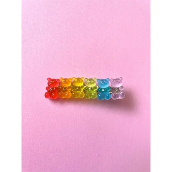 Gummy Bear Hair Clip Candy Rainbow Colour Hair Barrette For Girls - Picture 8 of 9
